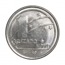 Moeda V-412 1 Cruzado Novo 1989 SOB/FC Centenário da República 1889 - 1989 Aço Inoxidável Ø31mm 10gr.*