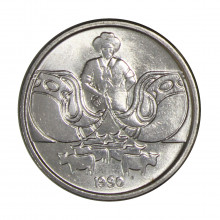 Moeda V-405 1 Centavo 1990 FC Boiadeiro Aço Inoxidável Ø16,5mm 2gr.