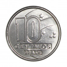 Moeda V-409 10 Centavos 1990 FC Garimpeiro Aço Inoxidável Ø18,5mm 2,5g