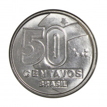Moeda V-411 50 Centavos 1990 FC Rendeira  Aço Inoxidável Ø19,5mm 2,8gr.