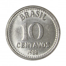Moeda V-388 10 Centavos 1988 FC Data Difícil Aço Inoxidável Ø17mm 2gr.