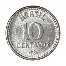 V-386 10 Centavos 1986 SOB/FC