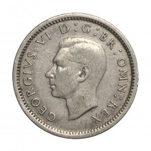 Km#848 3 Pence 1942 MBC/SOB Reino Unido Europa