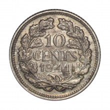 Km#163 10 Cents 1941 Holanda Europa