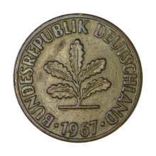 Km#108 10 Pfenning 1967 J- Hamburgische Münze  MBC República Federal da Alemanha Europa