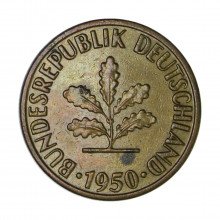 Km#108 10 Pfenning 1950 J- Hamburgische Münze  MBC República Federal da Alemanha Europa