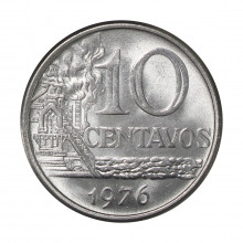 Moeda V-300 10 Centavos 1976 FC Aço Inox Ø23mm 4,2gr.