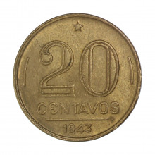 V-185a 20 Centavos 1943 Níquel Rosa