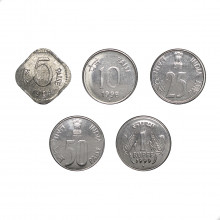 Set 5 moedas Índia Ásia