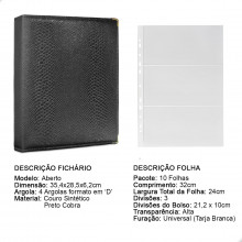 Álbum Fichário 10 Folhas PP para Cédulas 3 Espaços 32x24 Cobra G