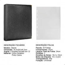 Álbum Fichário 10 Folhas para Cédulas 4 Espaços com Bolso 32x24 Cobra G