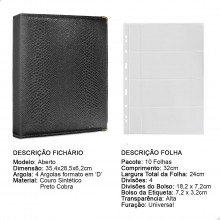 Álbum Fichário 10 Folhas para Cédulas 3 Espaços com Bolso 32x24 Cobra G