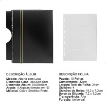 Álbum de Luxo Preto 10 Folhas com bolso para 40 Cédulas 3BZN G