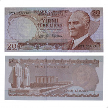 P#181b 20 Lira 1966 Turquia Ásia