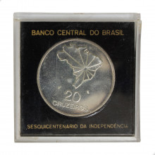 P-724 20 Cruzeiros 1972 Sesquicentenário da Independência no Estojo de Acrílico