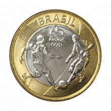Moeda V-614 1 Real 2015 FC Futebol Bimetálico  Ø27mm 7gr.
