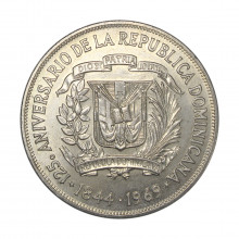 Km#33 1 Peso 1969 FC República Dominicana América 125 Anos da República Dominicana