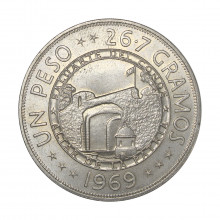 Km#33 1 Peso 1969 República Dominicana América 125 Anos da República Dominicana