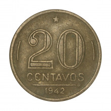 V-184 20 Centavos 1942 Níquel Rosa