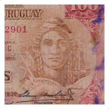 P#39b 100 Pesos 1939 UTG Uruguai América