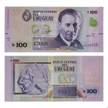 P#95 100 Pesos Uruguaios 2015 G Uruguai América
