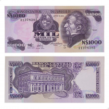 P#64Ab 1000 Nuevos Pesos 1992 Uruguai América