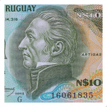 P#62A.a 100 Nuevos Pesos 1987 FE Uruguai América Série G