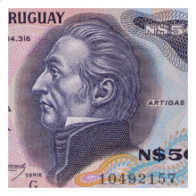 P#61a.b 50 Nuevos Pesos 1989 FE Uruguai América Série G