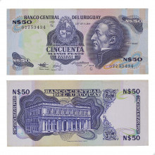 P#61a.b 50 Nuevos Pesos 1989 Uruguai América Série G