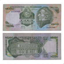 P#60 100 Nuevos Pesos 1975 Uruguai América Série A