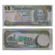 P#67 5 Dollars 2007 Barbados América