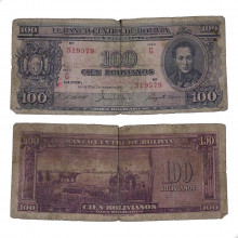 P#142 100 Bolivianos 1945 Bolívia América