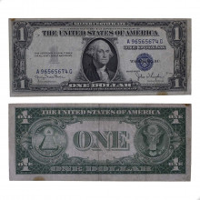 P#416D1 1 Dollar 1935 D Estados Unidos América C/Peq Mancha Carimbo Azul