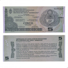 P#S2360 5 Pesos 2001 Argentina América Prov. Del Chaco