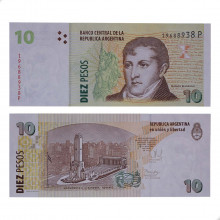 P#354b 10 Pesos 2007 Argentina América