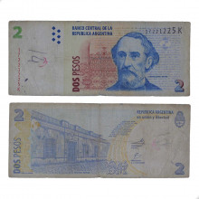 P#352a.6 2 Pesos 2010 Argentina América C/Anotações de Caneta