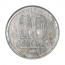 V-262 10 Centavos 1961 Data Difícil C/Sinais de Limpeza