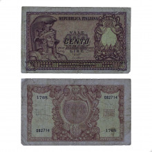 P#92b 100 Lire 1951 Itália Europa
