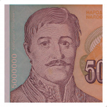 P#132a 5000000 Dinara 1993 SOB Iugoslávia Europa
