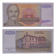 P#136 50000000000 Dinara 1993 Iugoslávia Europa C/Peq. Mancha