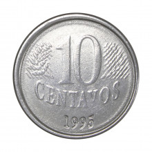10 Centavos 1995 MBC Cunho Trincado