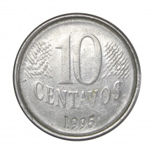 10 Centavos 1995 MBC Cunho Trincado