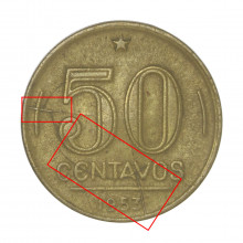V-220 50 Centavos 1953 MBC Cunho Trincado