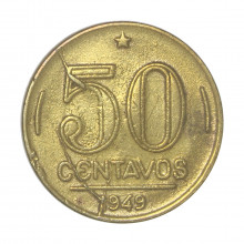 V-215 50 Centavos 1948 MBC Cunho Trincado