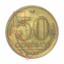 V-215 50 Centavos 1948 MBC Cunho Trincado
