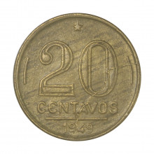 V-207 20 Centavos 1949 MBC+ Cunho Trincado