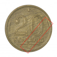 V-207 20 Centavos 1949 MBC+ Cunho Trincado