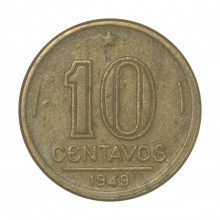 V-199 10 Centavos 1949 MBC+ Cunho Trincado