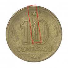 V-199 10 Centavos 1949 MBC+ Cunho Trincado
