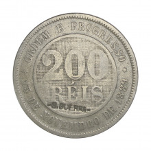 V-052 200 Réis 1899 BC/MBC C/Carimbo S. Guerra